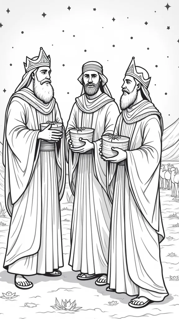 three kings coloring page